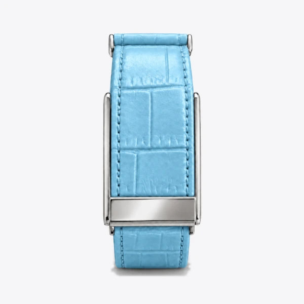Croc-embossed leather — Light Blue