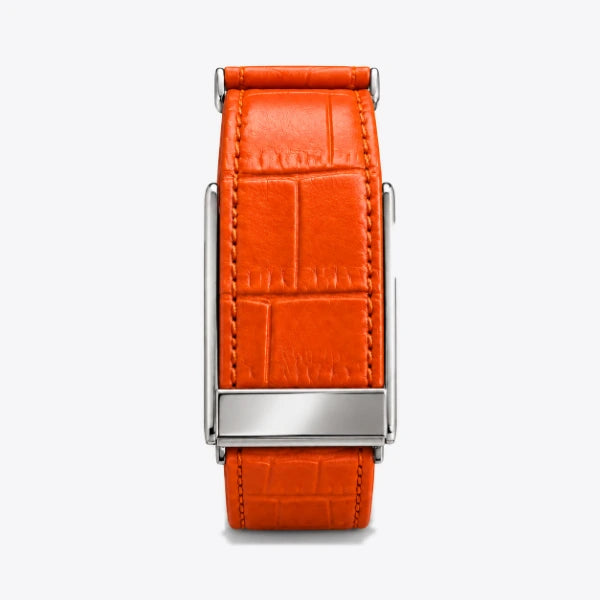 Croc-embossed leather — Orange