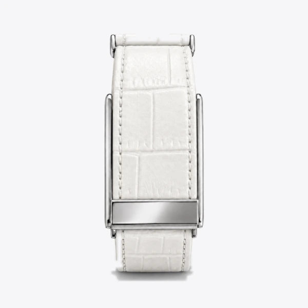 Croc-embossed leather — White