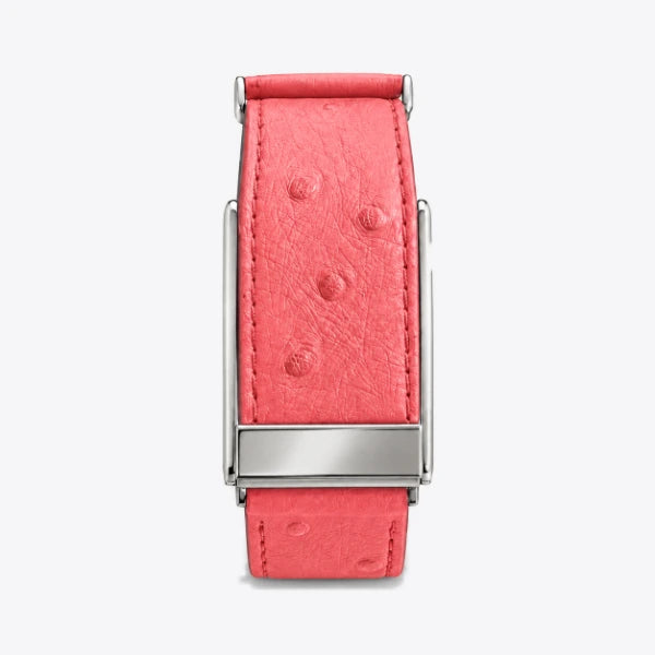 Ostrich-embossed leather — Coral