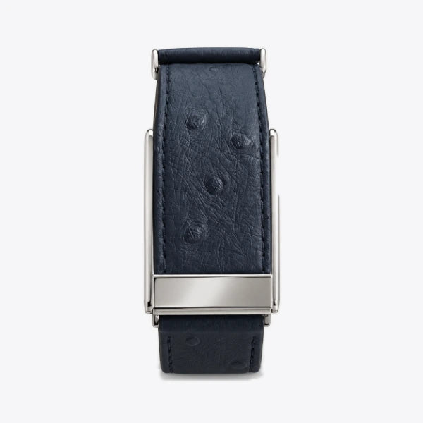 Ostrich-embossed leather — Midnight Blue